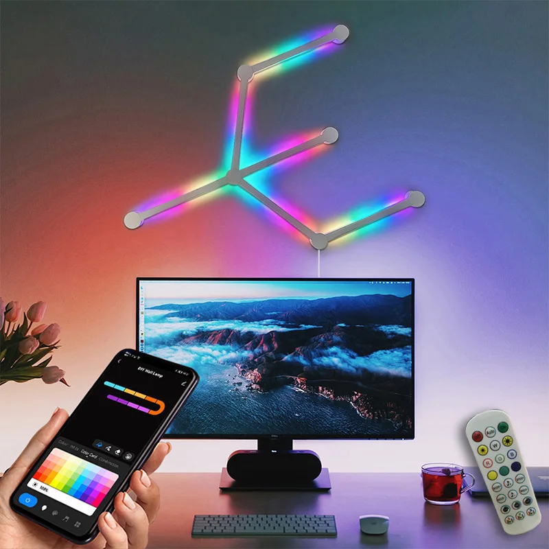 RGB Light Bar,Bluetooth APP Control for Music Rhythm Sync,DIY TV Backlight,Smart LED Wall Lamp for  Game Room,PC Desk Decoration