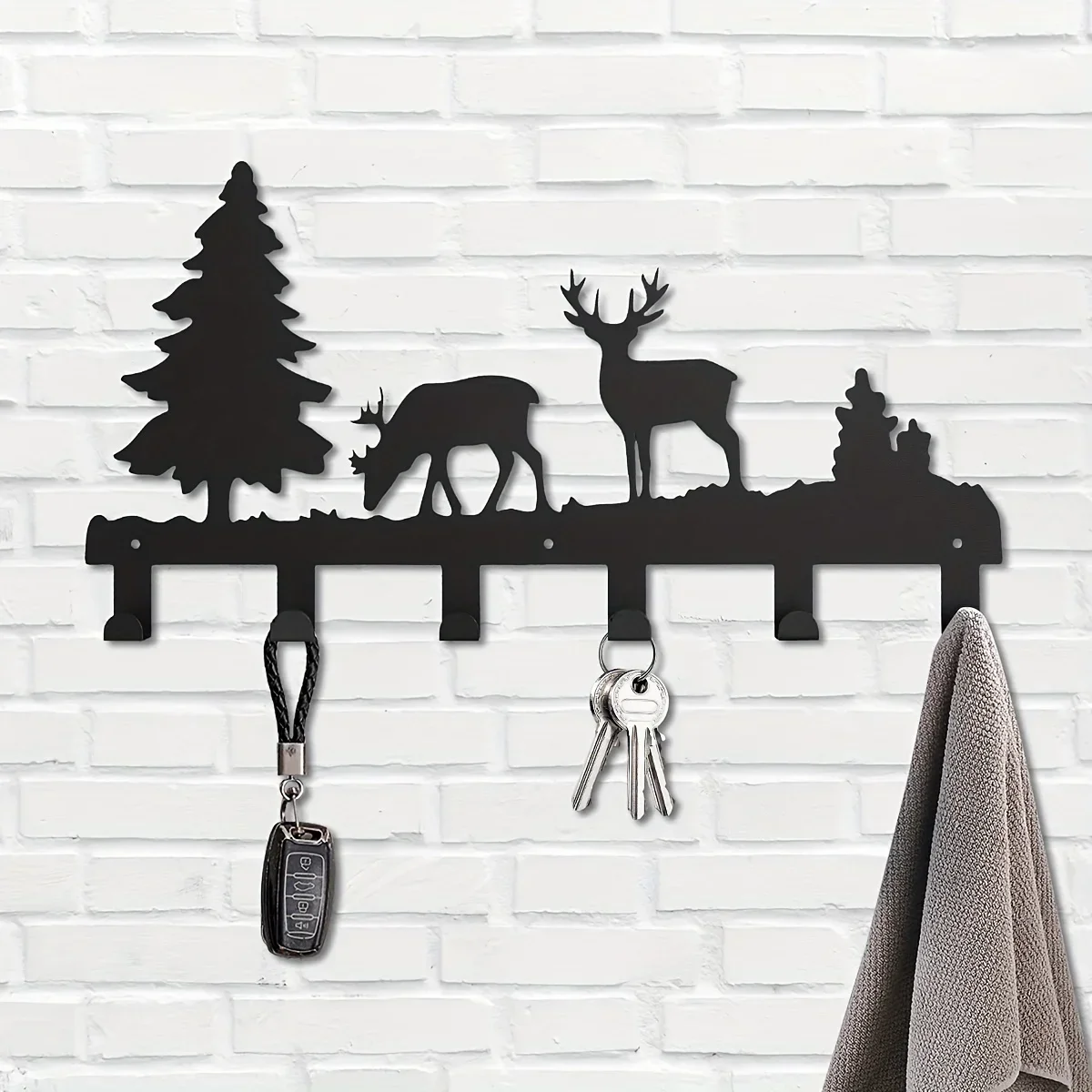 

CIFBUY Decoration Metal Elk Key Hooks, Wall Key Holder , Household Multi-Purpose Clothes Bag Key Hooks, Aesthetic Room Decor, H