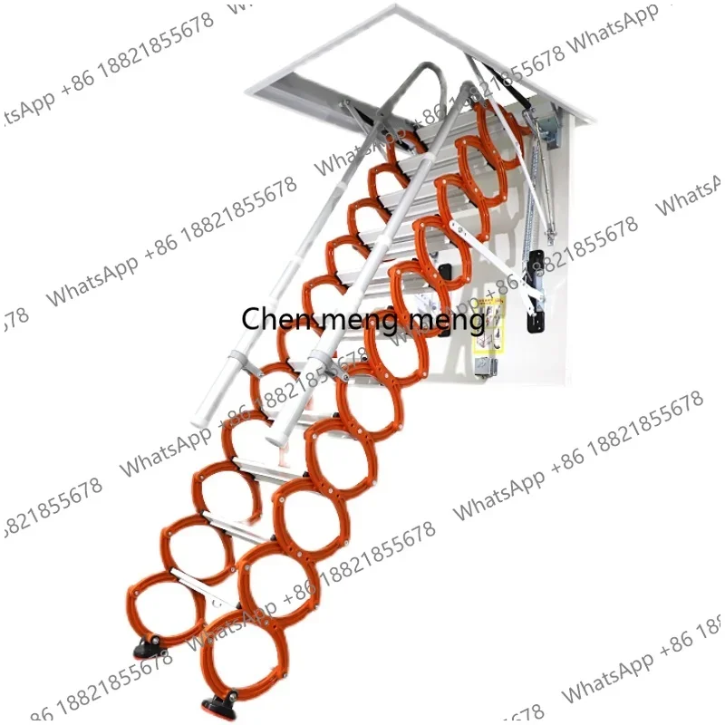 A55 Modern Home Roof Attic Folding Ladder Carbon Steel Manual Telescopic Attic Basement Ladder Second Floor Convenient Design
