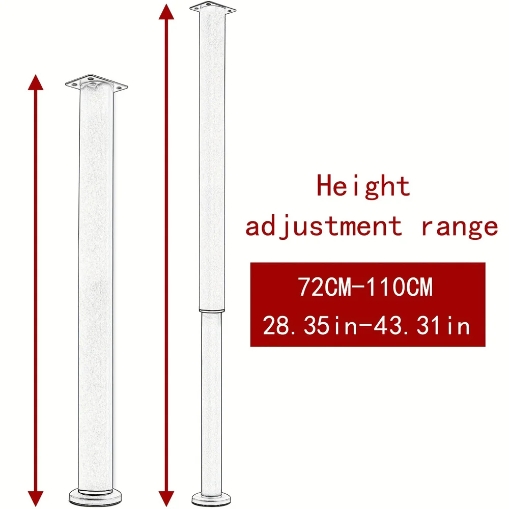 1PCS Metal Furniture Table Leg Adjustable Metal 72-110cm Cylindrical Furniture Legs for DIY Projects Workbenches,Dining image 3