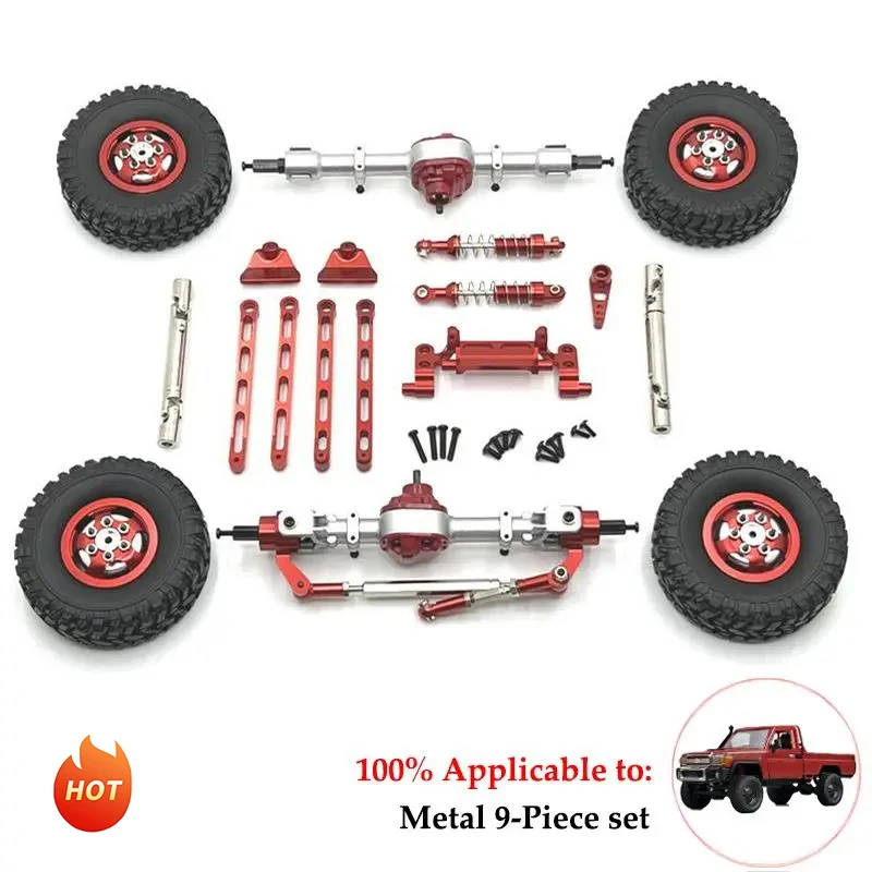 MN82 LC79 MN78 Metal Front and Rear Axle Chassis Link Rod Pull Rod Mount Shock Absorber Tire Set 1/12 RC Car Upgrade Parts