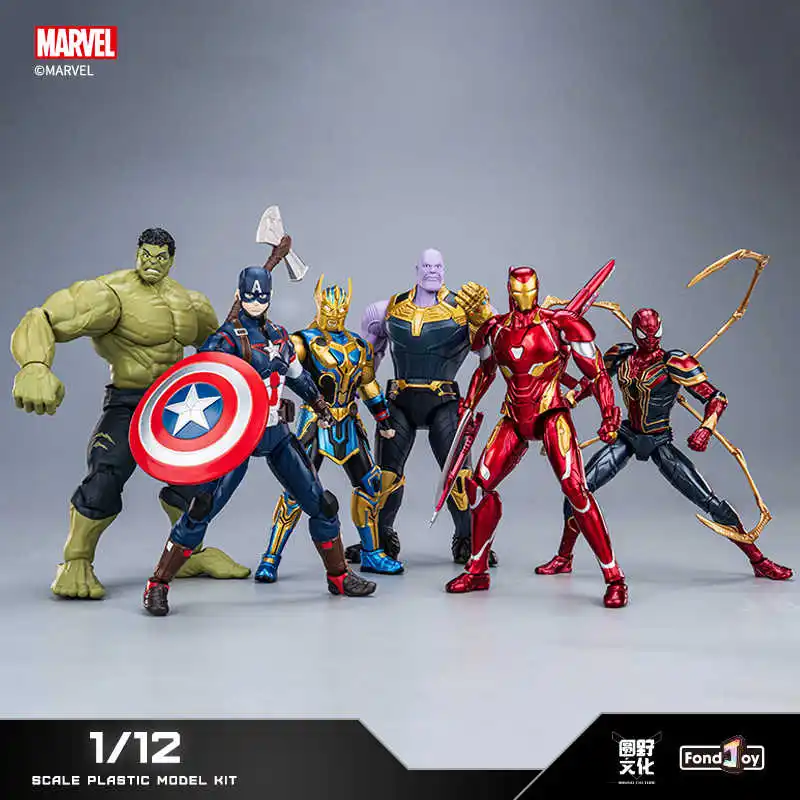 Hot Original Fondjoy Figures 1/12 Hulk Figure Thanos Model Kit Captain America Iron Spider Iron Man MK50 Thor Kid Toy christmas