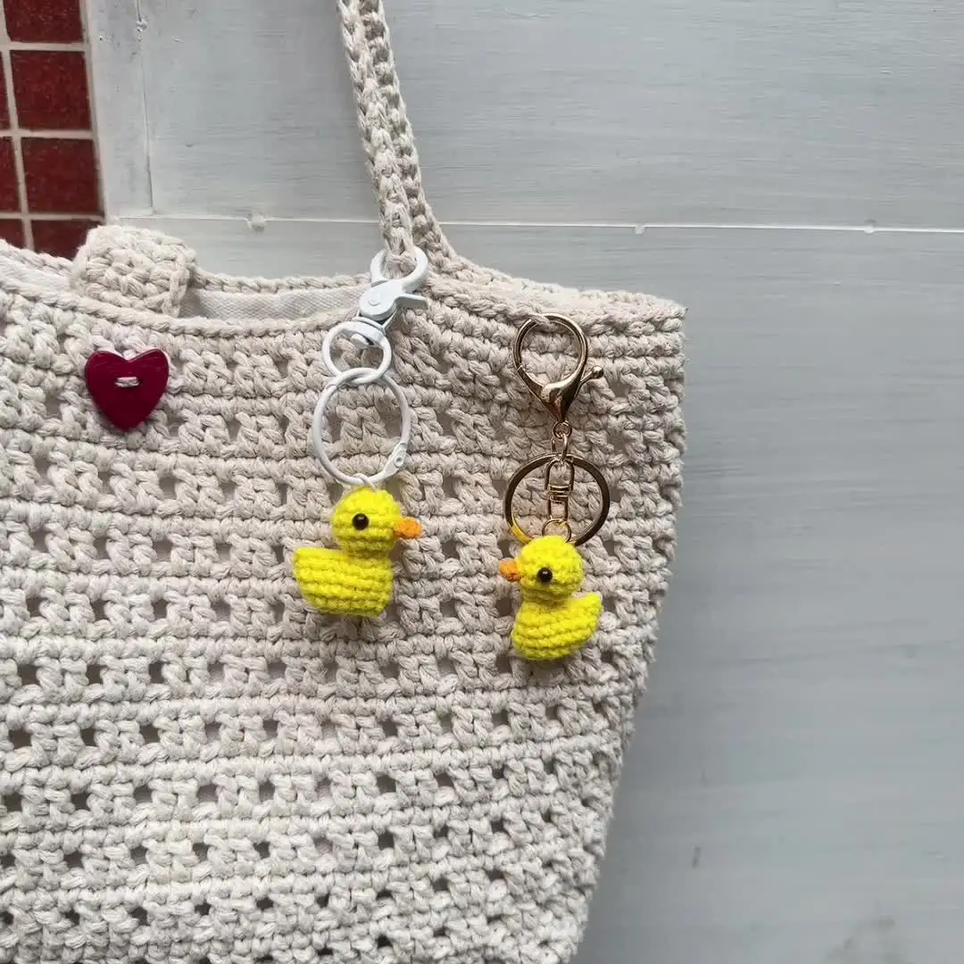 Mini Crochet Duck Keychain – Handmade Bag & Phone Charm