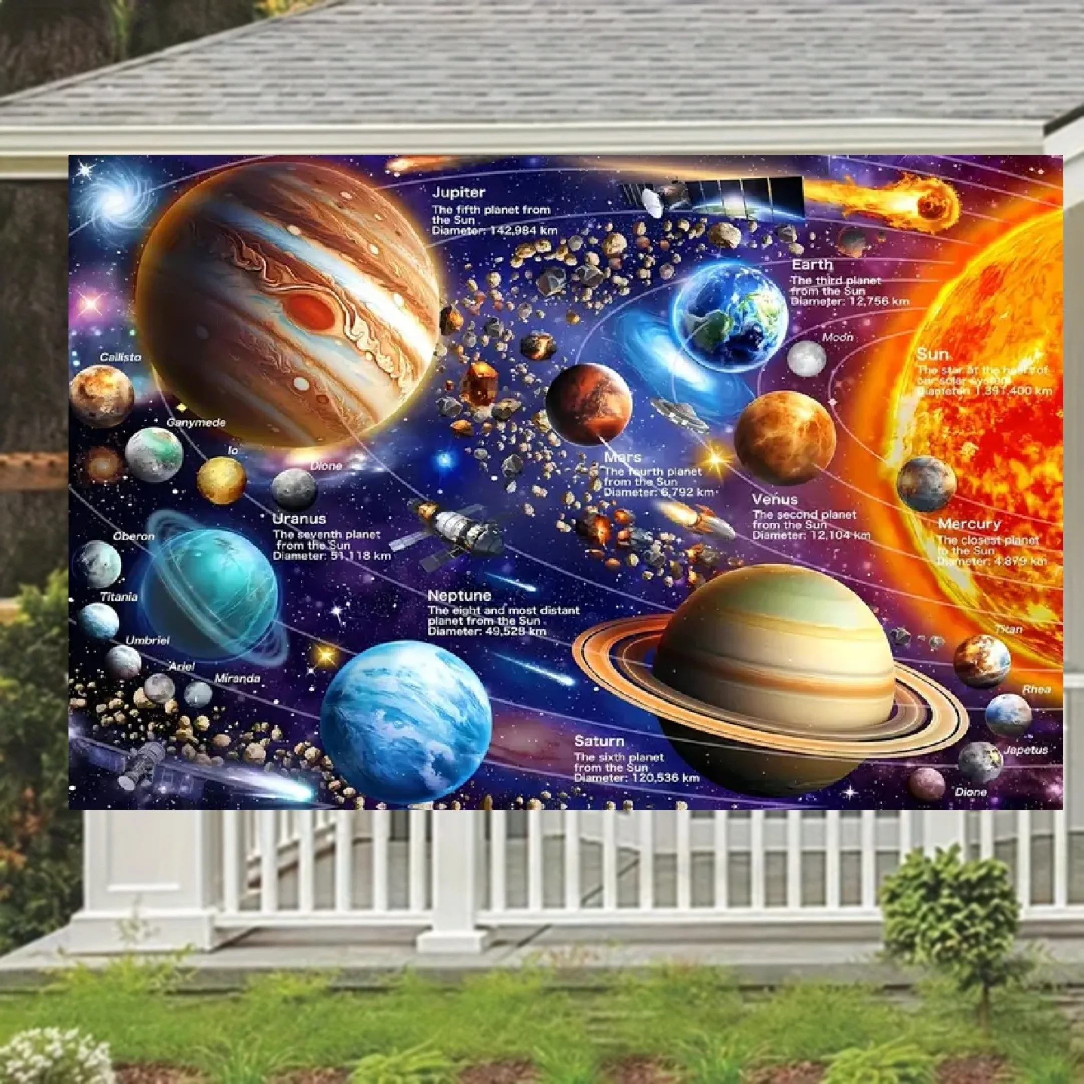 Solar System Educational Tapestry - Space Planet Wall Hanging for Bedroom, Classroom, Kids Room, Science Decor