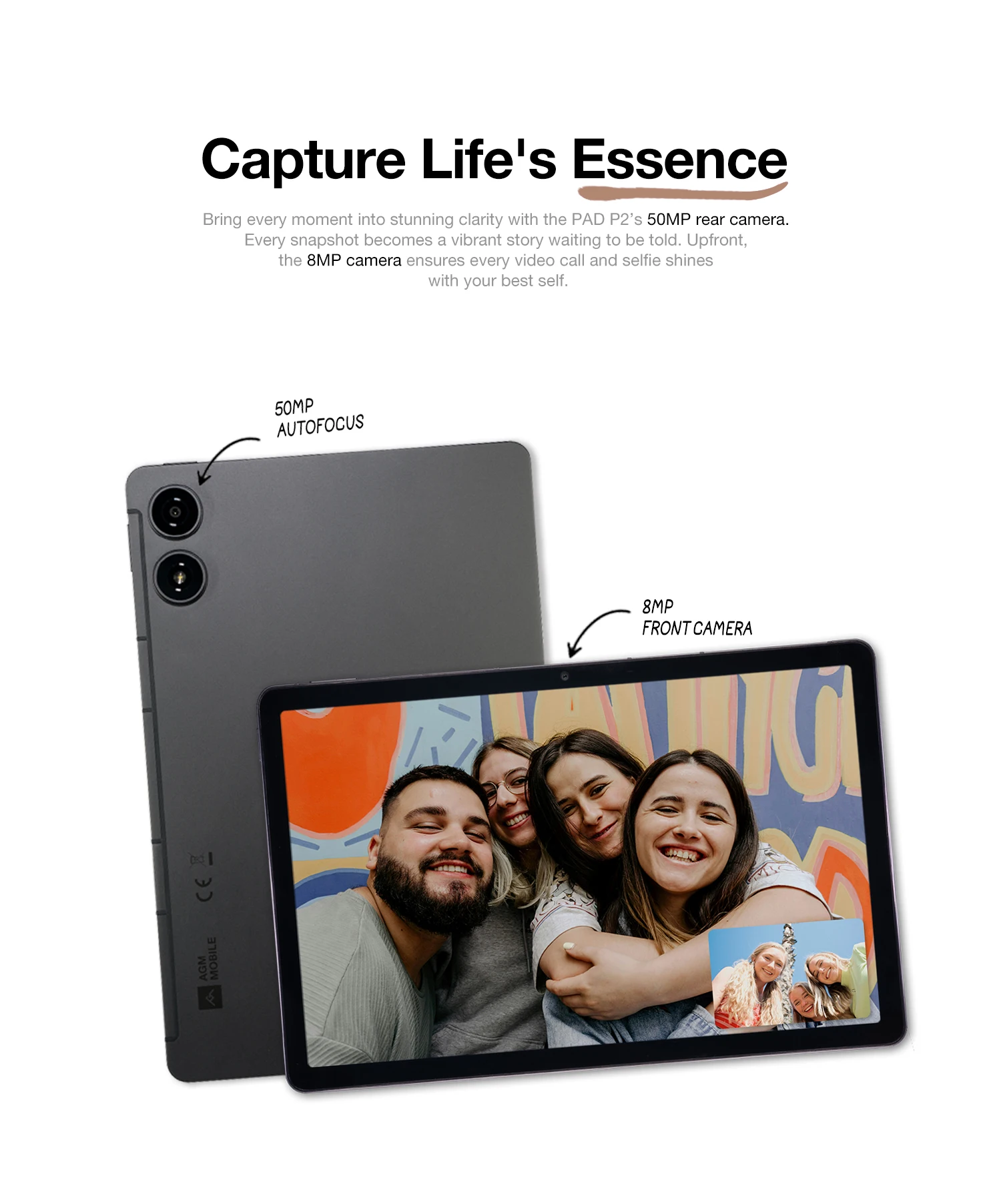AGM Pad P2 Tablet 11" Fhd Display 480Nit Brightness 8Gb+256Gb Mtk G99 50Mp Camera 7850Mah Battery Widevine Tablet