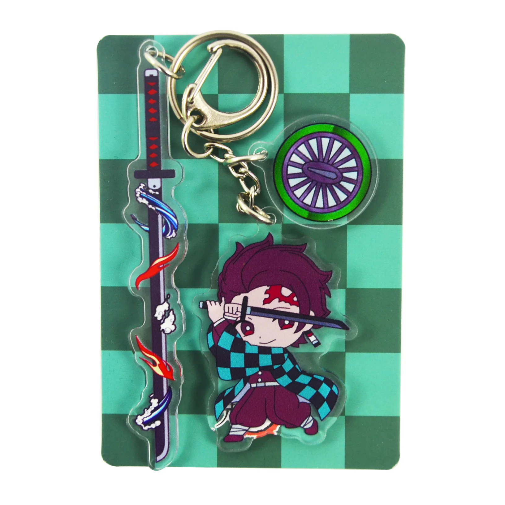 Anime Demon Slayer Keychain Agatsuma Zenitsu Tokitou Muichirou Uzui Tengen Acrylic Key Chains for Fans