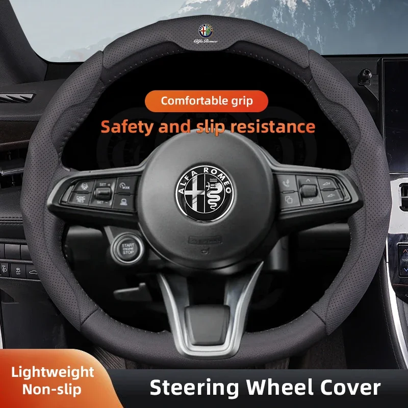 

Car Steering Wheel Cover Anti-Slip Accessories Hubcap For Alfa Romeo GT 147 156 159 166 Mito Giulia Stelvio Giulietta 4C Disco
