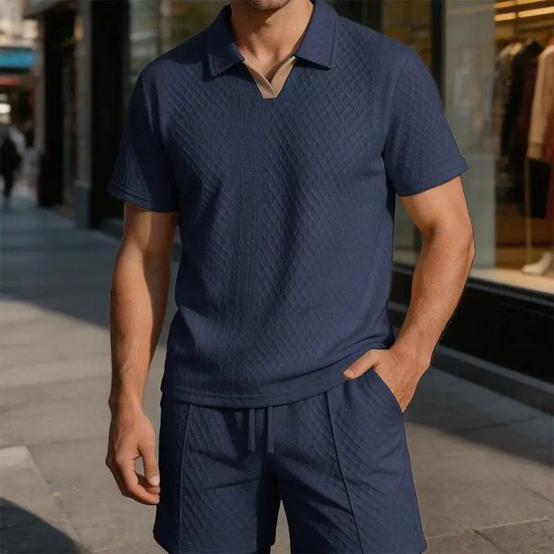 Casual Fashionable 3D  Shirt Short Sleeve Shorts Men's Summer 2026 Transoceanic Style Versatile Turn-down Collar Sporty