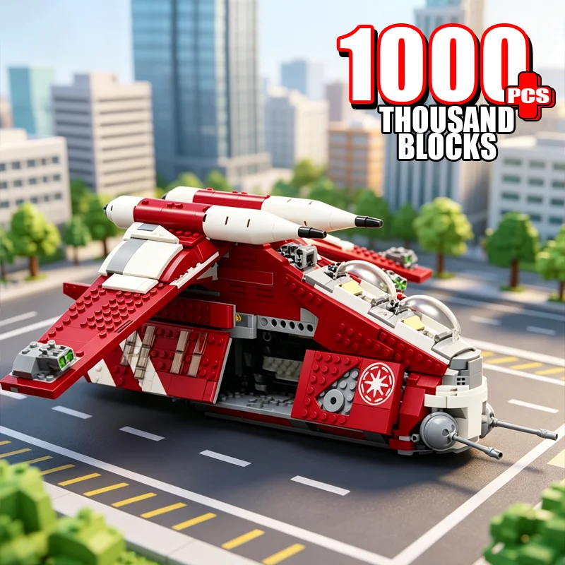 

Новый конструктор MOC: Космический корабль-десантный катер Republic (1083 детали), модель красного боевого корабля, игрушка-конструктор для мальчиков, подарок