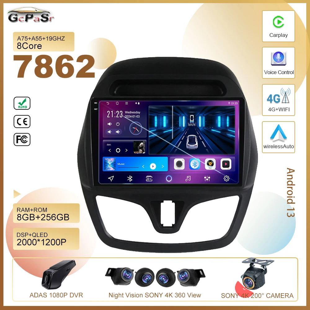 

Car Radio For Chevrolet Spark Beat 2015-2020 android 13 5G wifi Stereo Multimedia Player GPS Navigation CPU HDR QLED Screen 2din