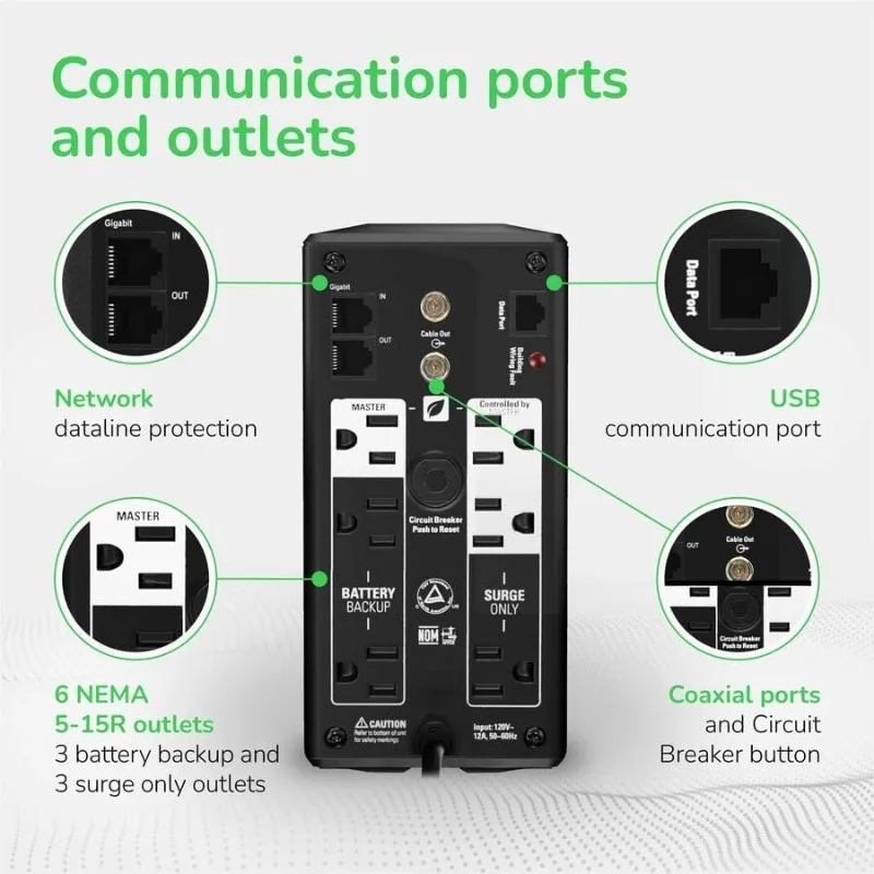 Back-UPS Pro، 700VA/420W، Tower، 120V، 6X NEMA 5-15R منافذ، AVR، LCD، بطارية قابلة للاستخدام