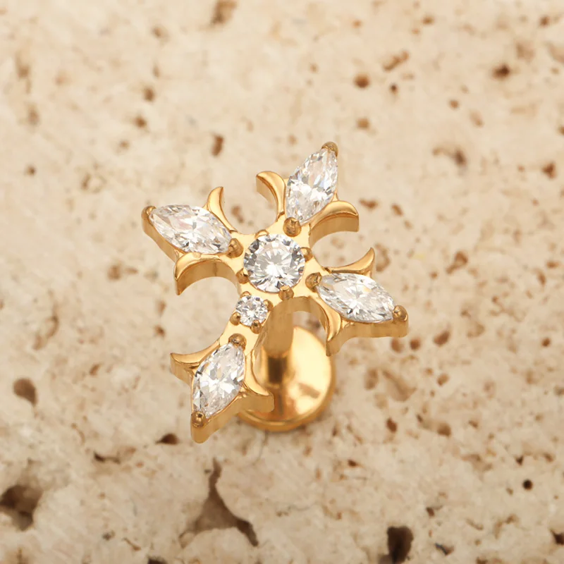 ASTM F136 التيتانيوم ماركيز الصليب مختبر ثقب القوطية الشرير الفص الأذن ترصيع شقة الداخلية الموضوع Labret الأنف ترصيع الشفاه ترصيع