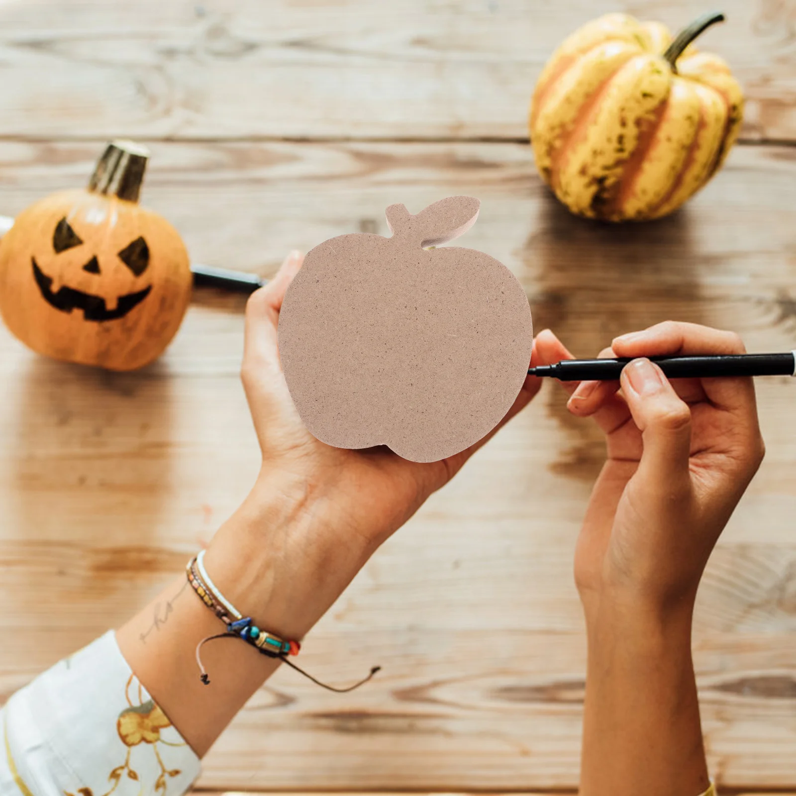 10 pezzi di decorazioni per la tavola di zucca, etichette in legno per mele, per artigianato fai da te, forniture di Halloween, cartelli St, decorazioni per l'home office