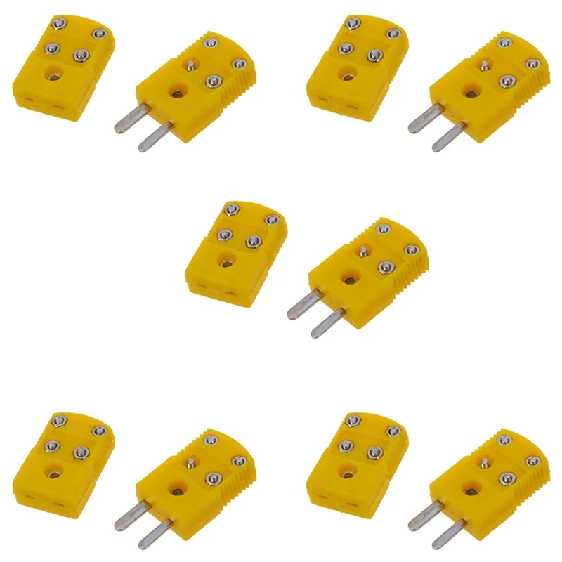 Top Deals 5X Yellow Plastic Shell K Type Thermocouple Plug Socket Connector Set