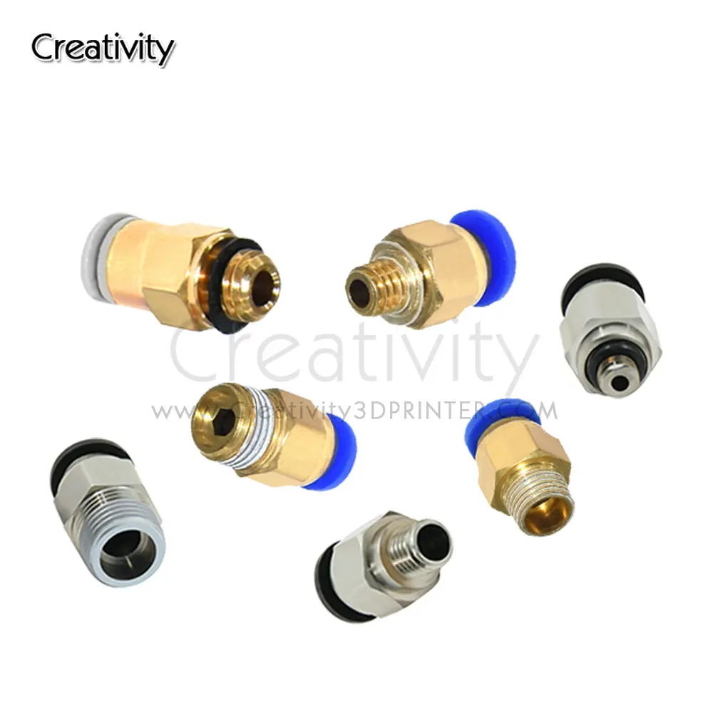 Creatividad 3D PC4-M6 PC4-M5 PC4-01 PC6-01 conector recto neumático parte diámetro 4mm filamento de tubo de PTFE acoplador de ajuste de alimentación