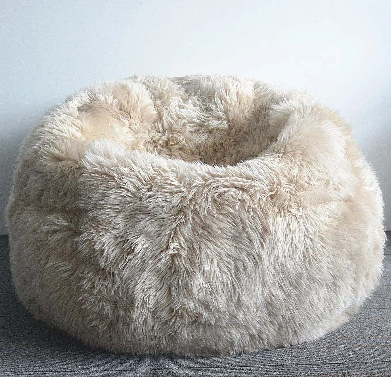 New Design Indoor Furniture Sheepskin Beanbag Soft Relax Lazy Sheepskin Chair