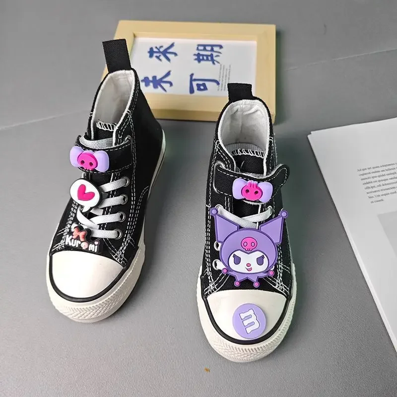 Kuromi-Zapatillas de lona Kawaii Sanrio Ins para niños y niñas, zapatos de tablero a la moda con dibujos animados, zapatillas informales, regalos