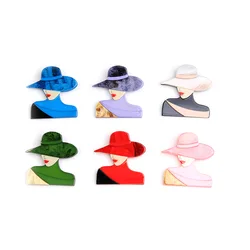 BUCOMEFashionable hats modern girls brooches safety pins acrylic hot selling corsage accessories clothing