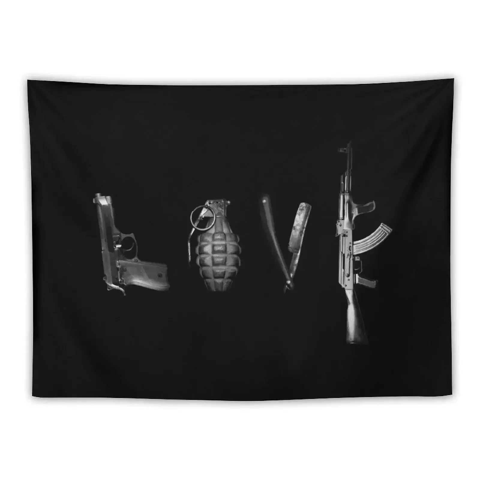 

love weapons - guns grenade Tapestry Aesthetic Room Decoration On The Wall Tapestry