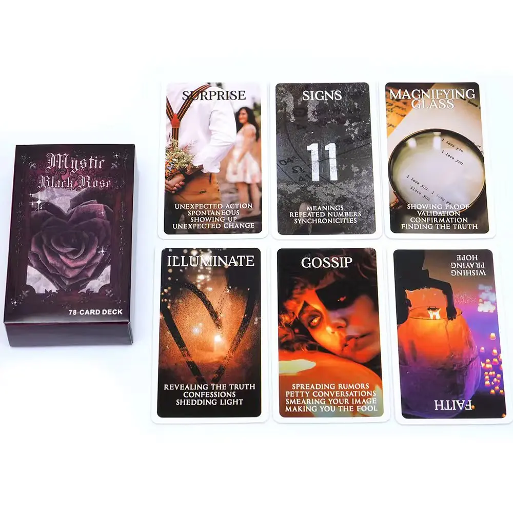 Mystisches Schwarzes Rosen-Orakel-Deck: Tarotkarten für Situationen, Twin Flame Love, Schlüsselwörter, Heilung, Schattenarbeit, Einzigartiges Brettspiel