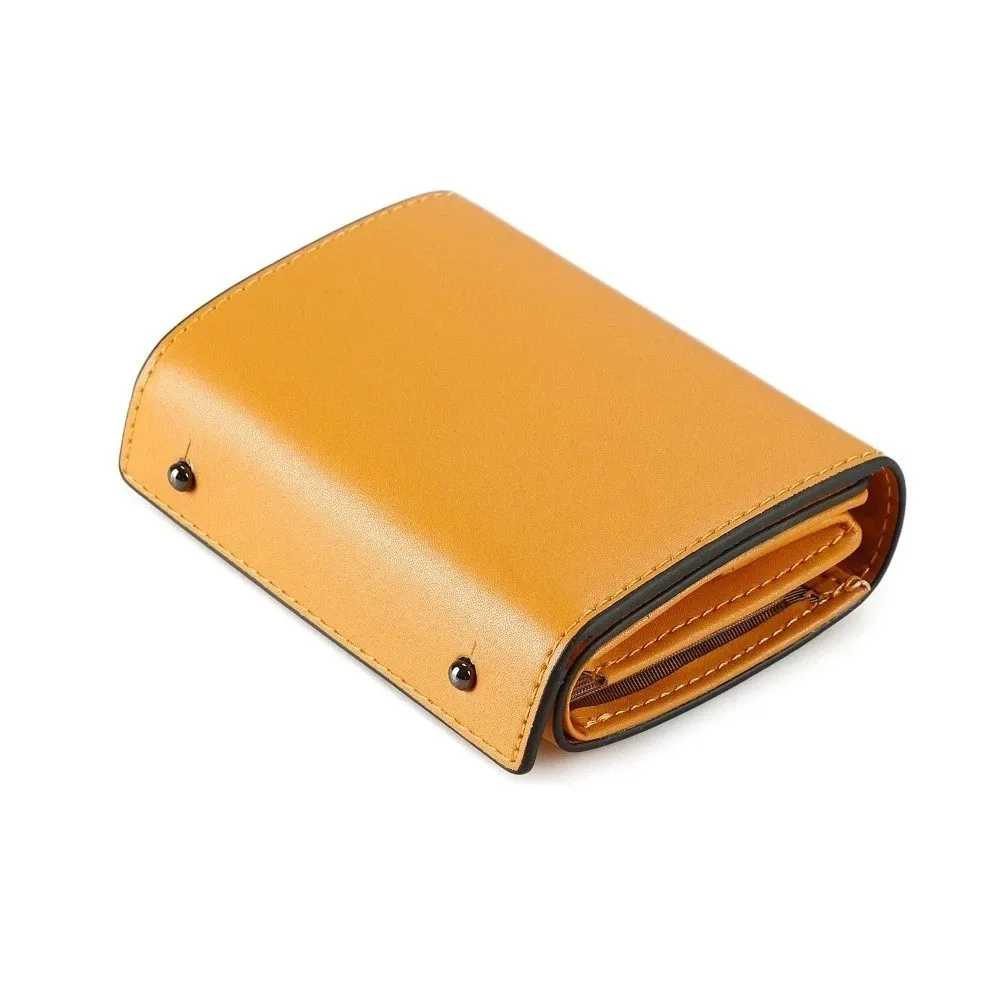 PU Leather Business Short Wallet Snap Closure Ultra-Thin Design Tri-fold Card Holder Solid Color Multi-slot Design Coin Purse