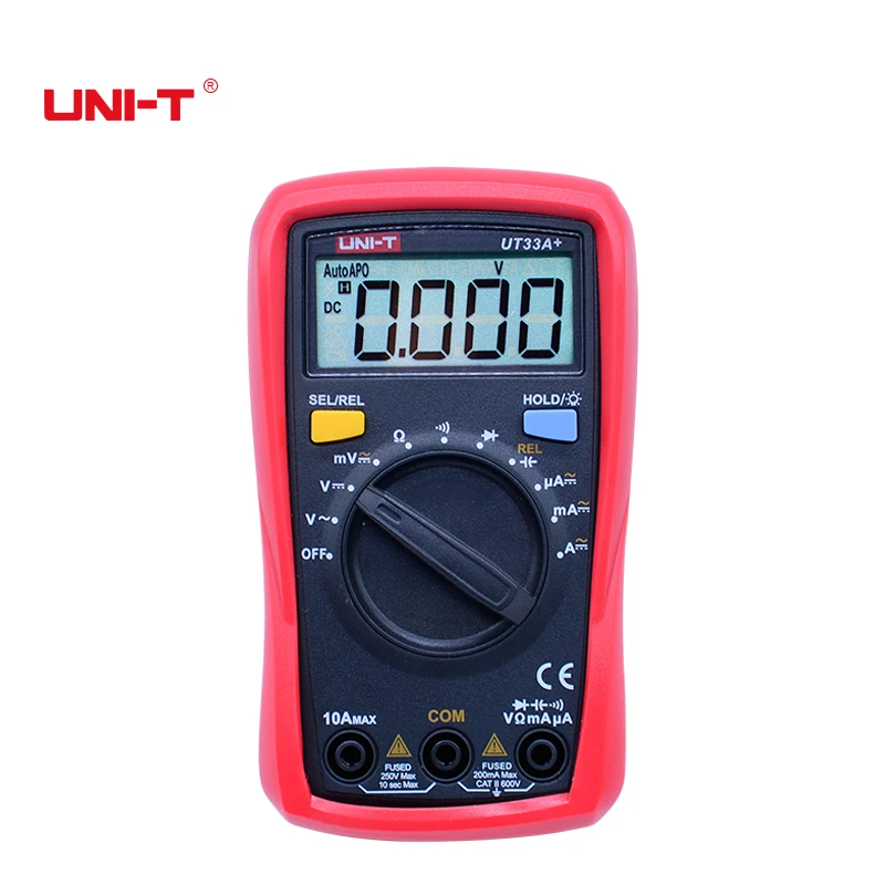 UNI-T Mini Digital Display Multimeter 600V Non-contact Capacitance Temp Tester Anti-burn Ammeter Voltmeter UT33A+/B+/C+/D+