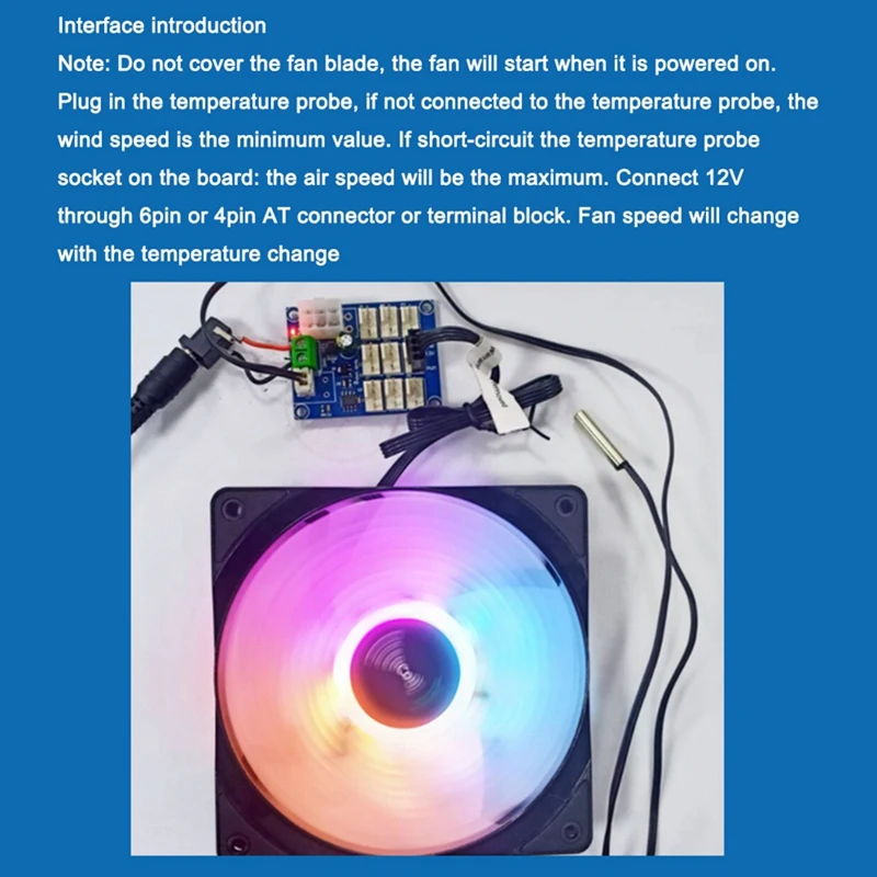 PWM Speed Controller 12V Temperature Measurement Control NTC Control Computer Case Fan Multi-Circuit Speed Controller Durable