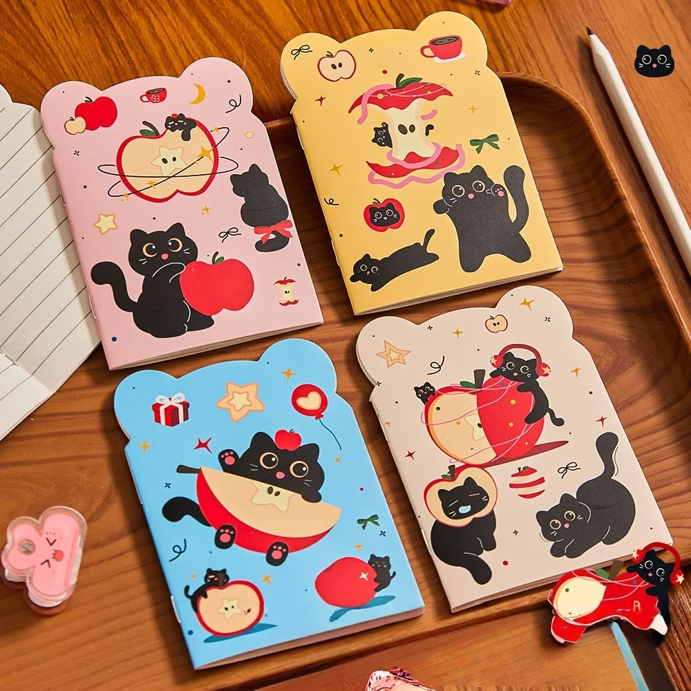 Adorable Apple Cat Pocket Notebook High-Aesthetic Cartoon Memo Pad for Students Portable Reward Gift Stationery Bulk Pack