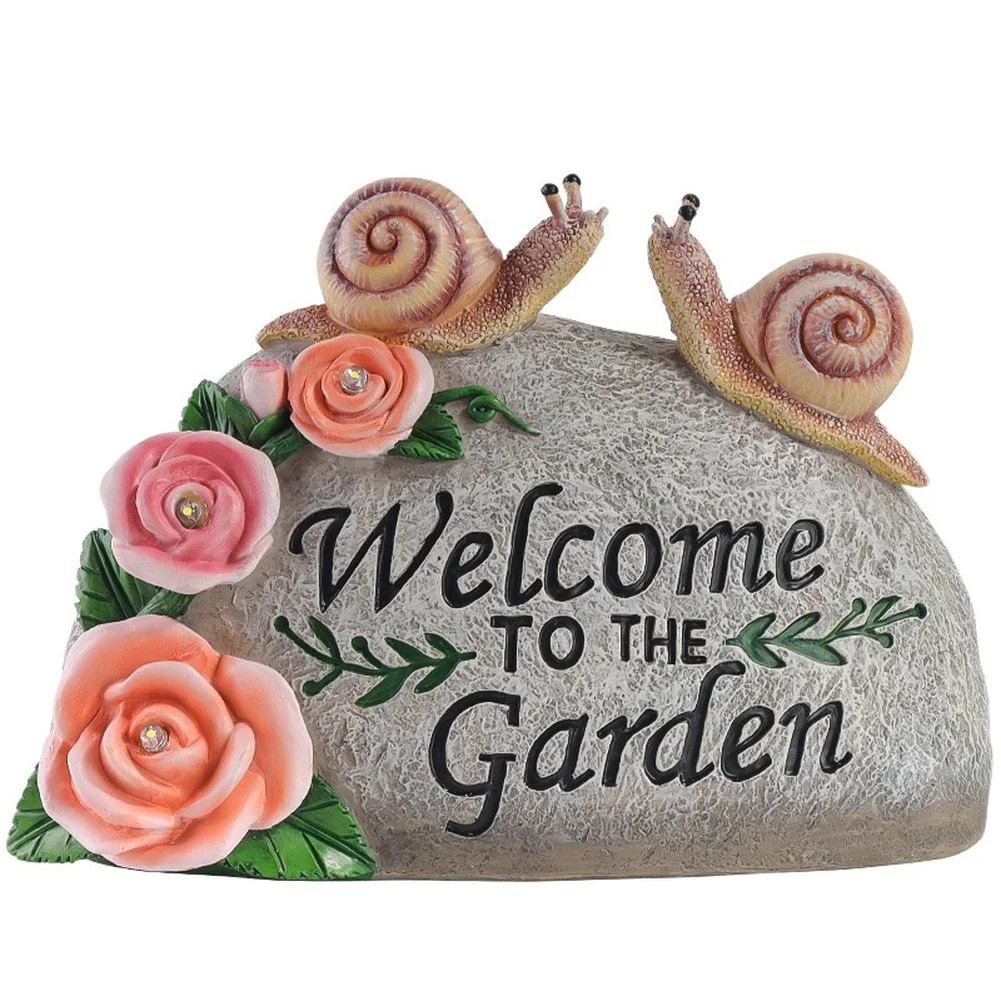 Solar Powered Snail Resin Statue With For Lily Flower House For Outdoor Lawn Garden Decor Night Light Ornament