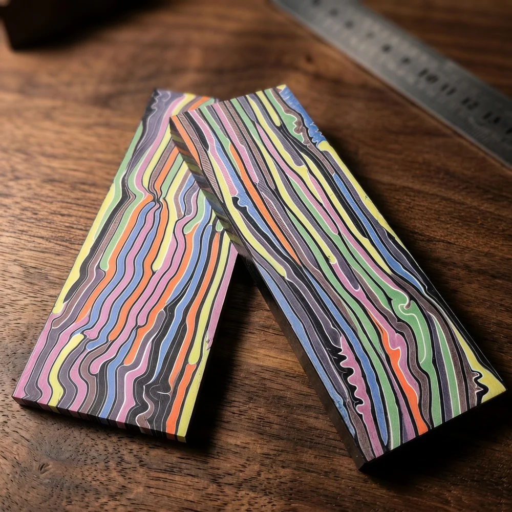 1PC - Size 130x45x8mm / 130x45x6mm Multi-color Rainbow Texture G10 Handle Material Dual DIY Mod Accessories