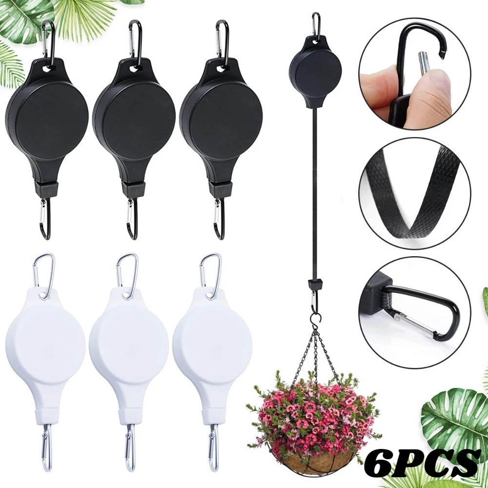 

Набор из 6 выдвижных подвесных крючков для растений с роликом, для легкого подвешивания цветочных корзин, кашпо, кормушек для птиц, для сада, дома и улицы