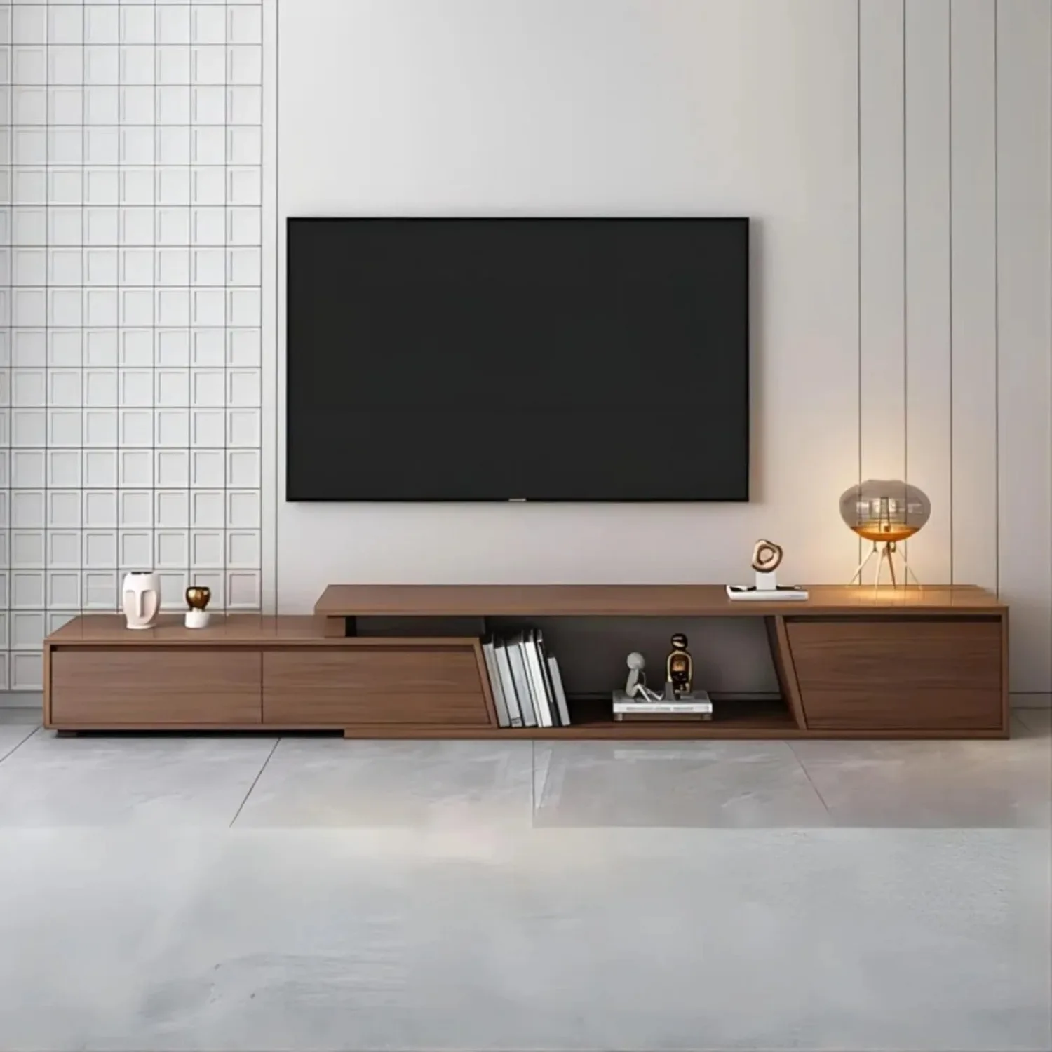 Extendable TV Stand w/3 Drawers Minimalist Entertainment Center TV Console Table Up to 110