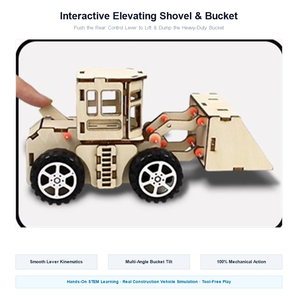 DIY Loader Bulldozer Model Kit Kids Handmade Assembly Science Experiment Toy for Mechanical Principle Educational STEM Learning