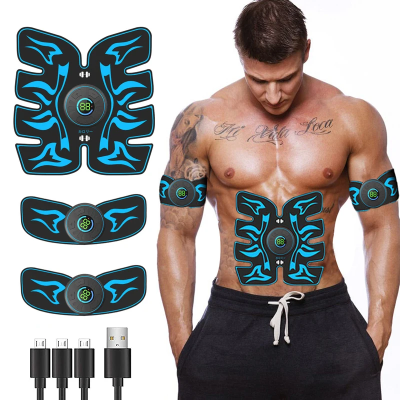 Abs Trainer EMS Abdominal Muscle Stimulator Electric Body Back Arm Waist Belly Weight Loss Stickers Home Gym Fitness Equiment