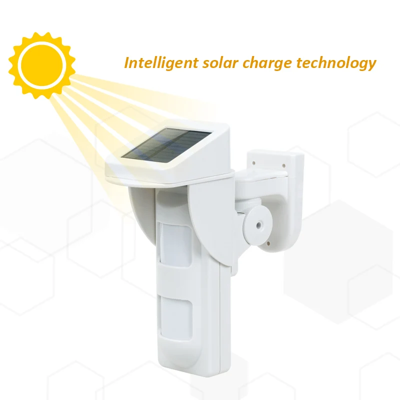 

433MHz EV1527 Outdoor Wireless Solar Charge PIR Motion Sensor 12M 100° Detecting Coverage Anti-pet Built-in Rechargeable Battery