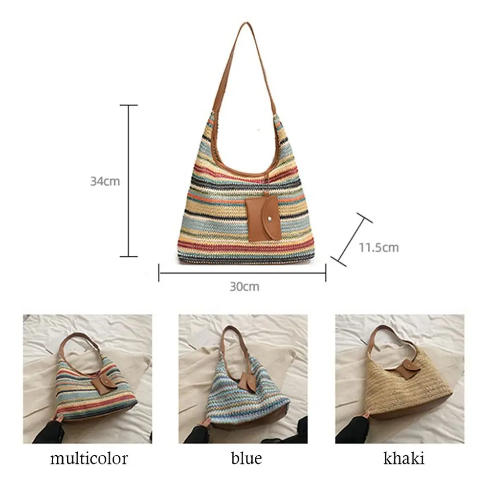 Fashion Woven Shoulder Bag Rattan Large Capacity Tote Bags Handmade Braid Big Handbags for Women Girls