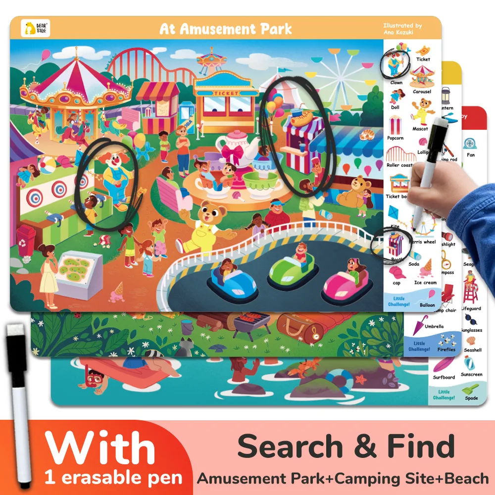 3-Themen-Suche und Find-Spiel auf der Suche nach verschiedenen interaktiven Aktivitäts-Malsets, Zeichenbüchern mit wiederverwendbarem Stift – Detail 20