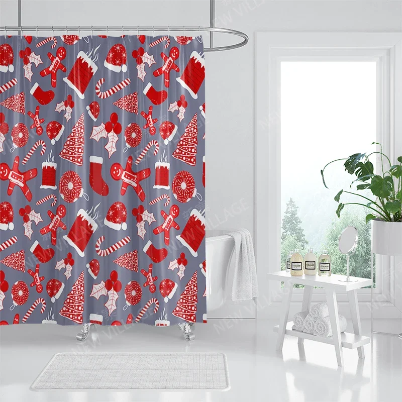 Household waterproof fabric home shower curtain accessories 90x180 shower curtain 240 * 200 Christmas peripheral shower curtain