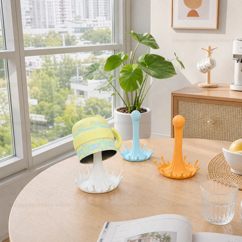 3D Printed Creative Splash Shape Drying Mug Stand, Upside Down Cup Drain Stand Household Kitchen Bathroom Table Decor Accessory