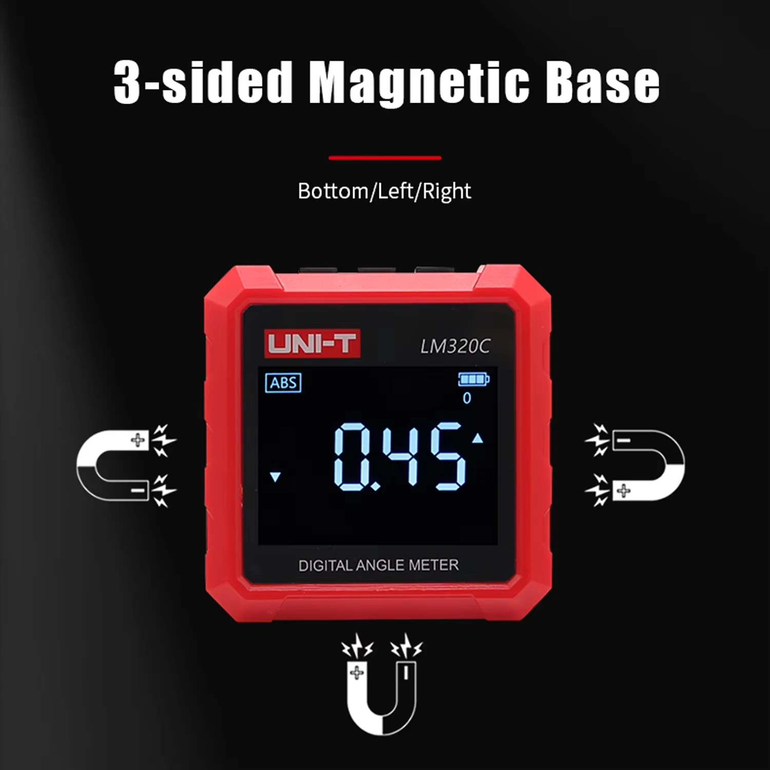 UNI-T LM320C Digital Angel Meter Relative & Absolute Angle Measurement 4x90° Inclinometer 3 Side Magnetic Electronic Goniometer