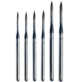 Biaelk GTS-05 Travel Watercolor Brush Set - 5PCS Professional Taklon Brushes (Dagger, Round, Flat) With PU Pouch