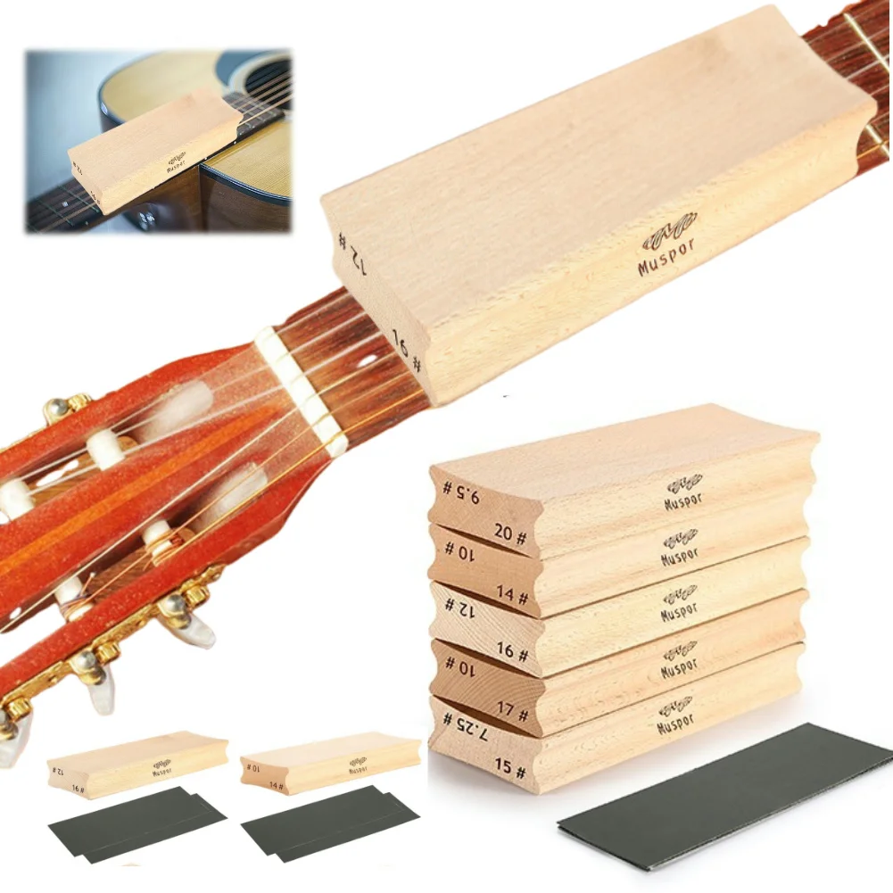 กีตาร์ Sanding Block ไม้ Dual Purpose Radius Sanding Blocks Fret Wire Leveling Fingerboard Luthier เครื่องมือสําหรับกีตาร์เบส