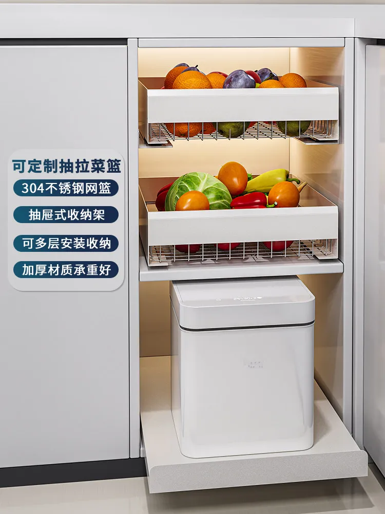 Pull Basket Kitchen Cabinet Vegetable Shelf Pull-out Storage ******der Sink Multifunctional Drawer Storage Rack