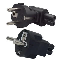 Black 10/16A 250V Straight Elbow Russia Korea EU Germany Franch Spain Belgium 4.8MM 2Pin male to C7 female plug socket converter