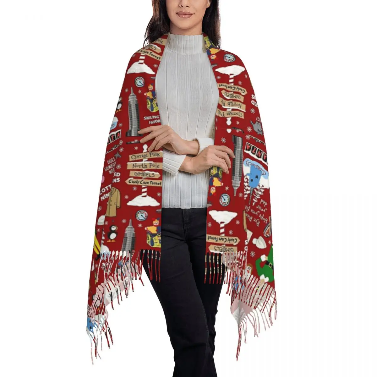 Christmas Nutcracker Scarf Tassel Scarves for Women Soft Warm Shawls and Wraps Large Fall Winter Shawl Wrap