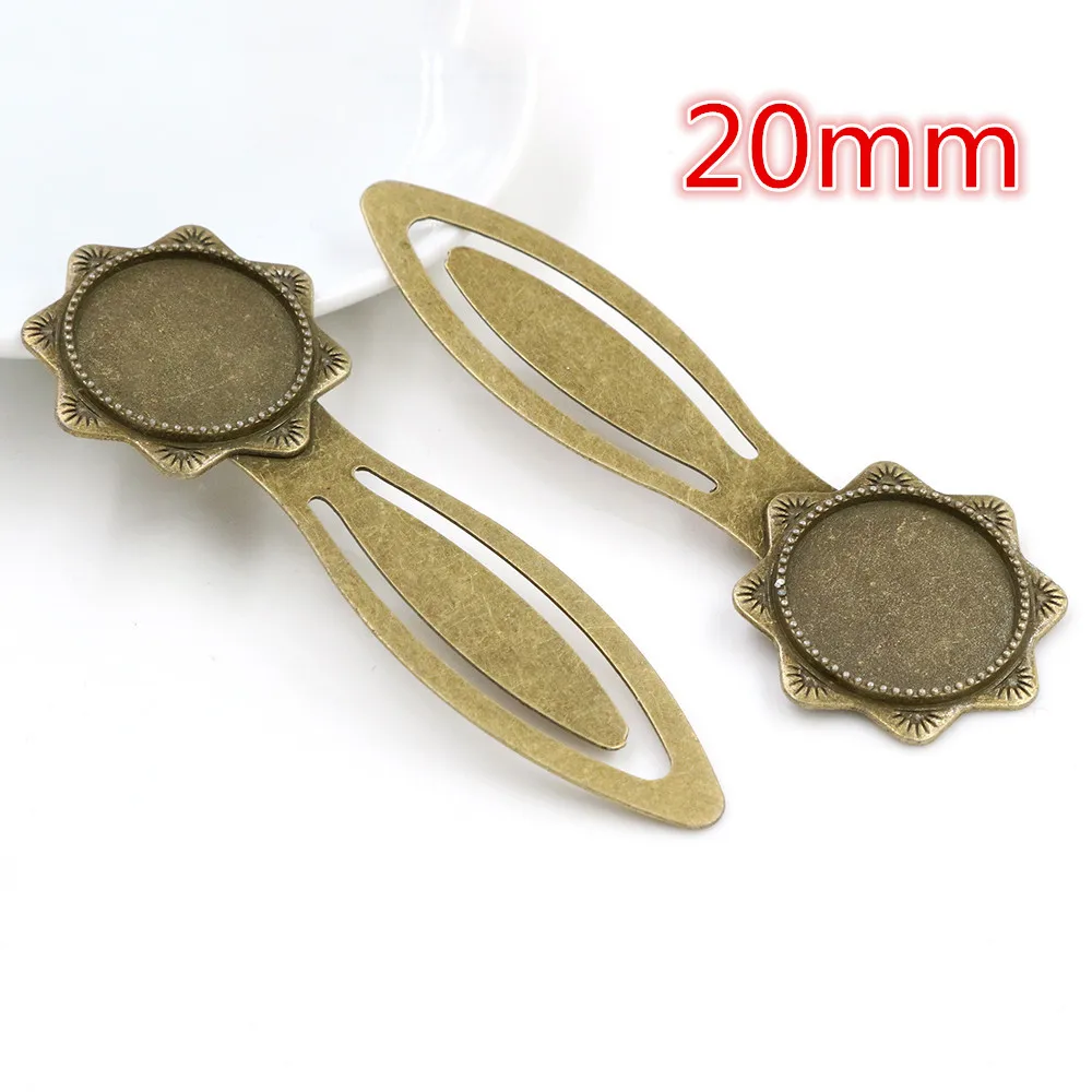 2pcs Antique Silver Plated Bronze Bookmark Cabochon Base Set