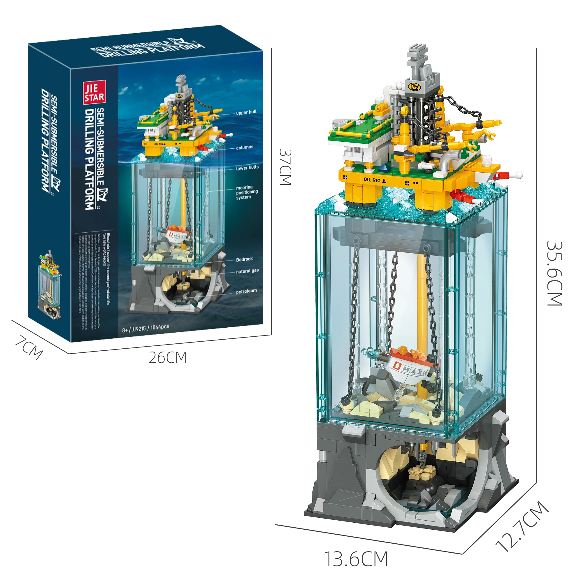 

Набор строительных блоков «Полупогружная буровая платформа» (1064 детали) — Модель морской нефтяной вышки с подводным дисплеем