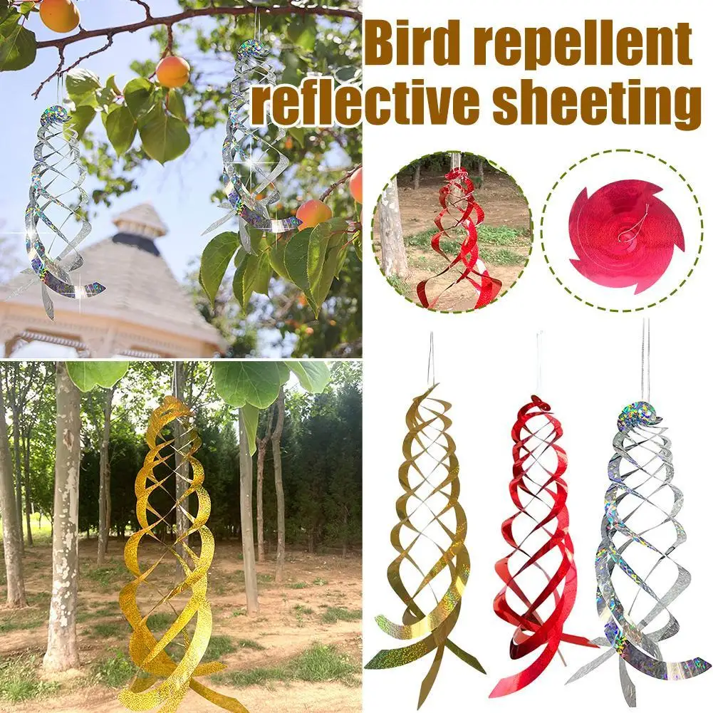 1Set Bird Repellent Reflective Film Laser Bird Repellent Reflective Film Farm Garden Bird Repellent Silver Hanging Wind Chime