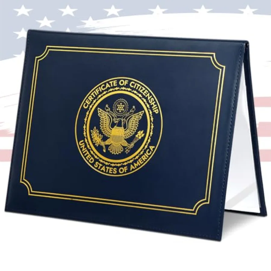 

US Citizenship Certificate Holder US Citizenship Gifts PU Naturalization Certificate Holder with Gold American Seal Certificate