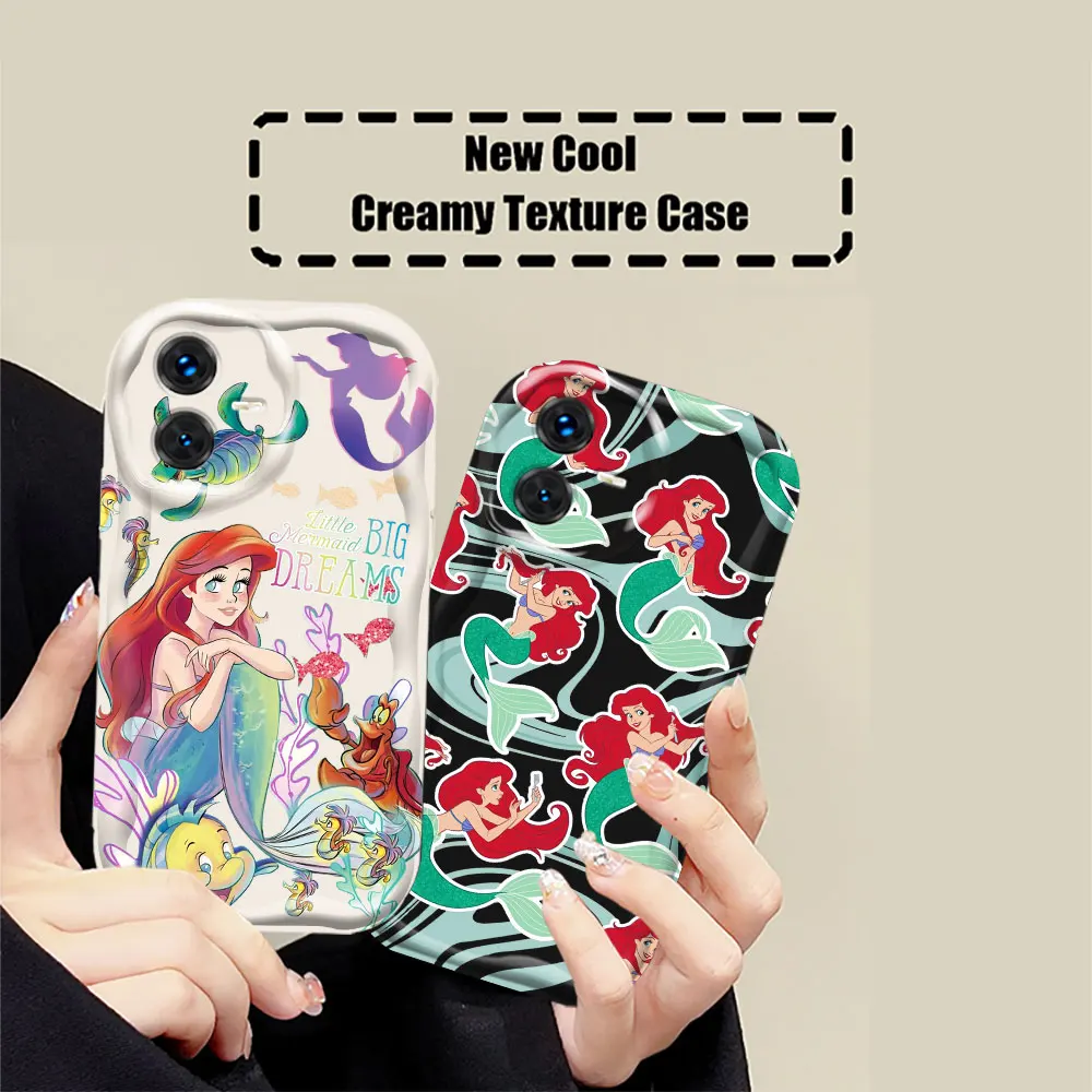 Disney The Little Mermaid Ariel Case For VIVO Y100 Y93 Y91 Y85 Y78 Y77 Y76 Y73 Y50 Y36 Y35 Y28 Y22S Y21 Y21T Y20 Y19 5G 3D Cover